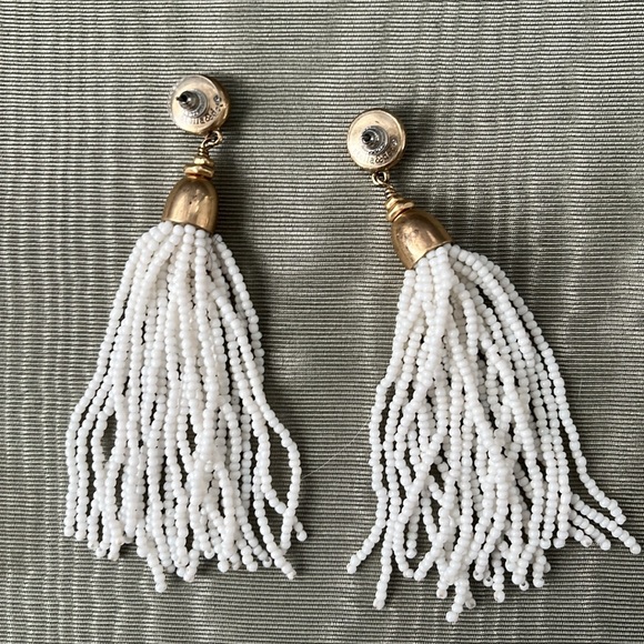Stella & Dot White Tassel Earrings - Picture 2 of 2